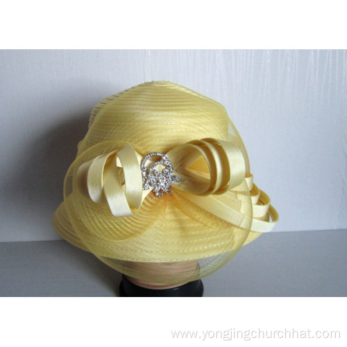 Women's Satin Ribbon Dress Fashion Church Hats